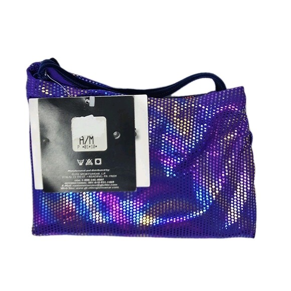 GK Elite VTG Purple Pixelated Swirl Camisole Leotard Velvet Trim Size AM Adult M - Picture 16 of 16